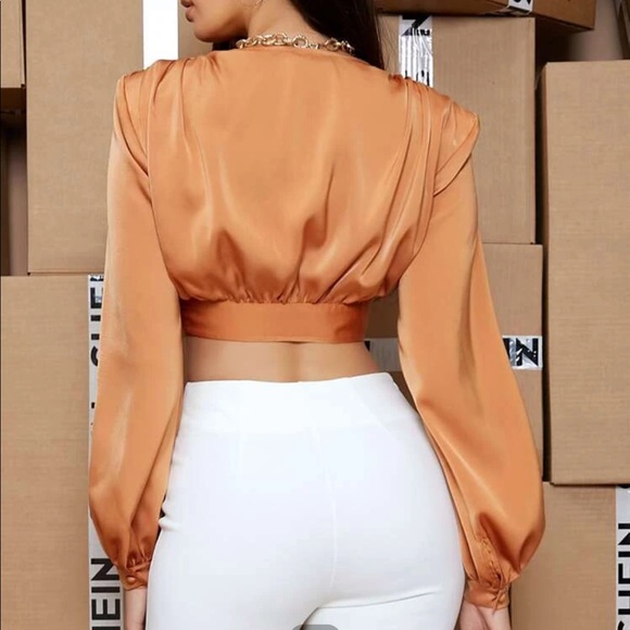 SHEIN puff sleeve tie front top - Picture 5 of 5